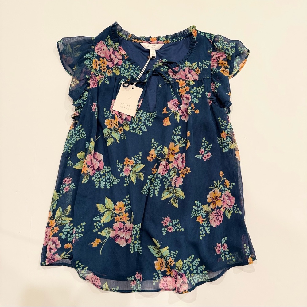 Navy Floral Blouse - LC Lauren Conrad